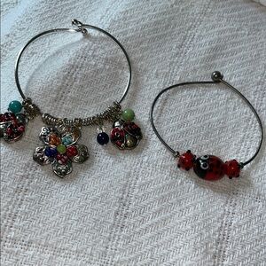 Colorful Ladybug and Flower Charm Bracelets